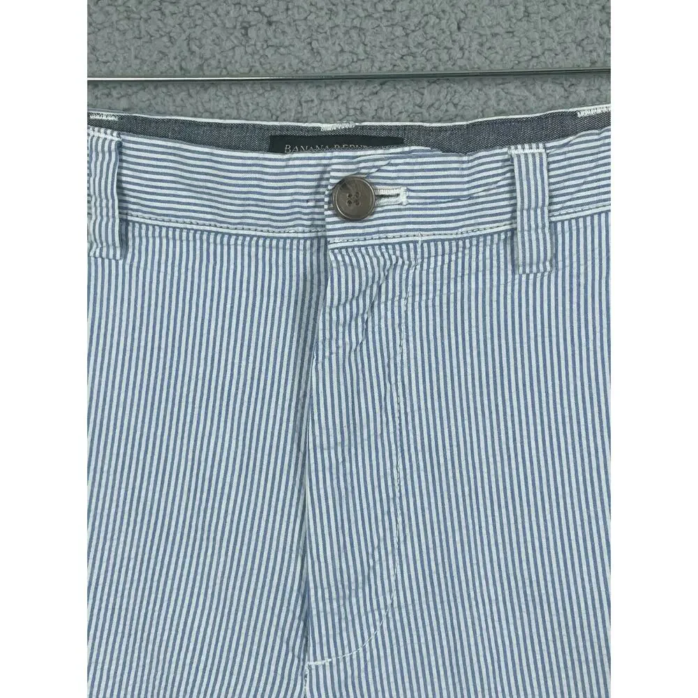 Banana Republic Factory Mens Aiden Blue Seersucker Stripe Shorts Size 38 Waist